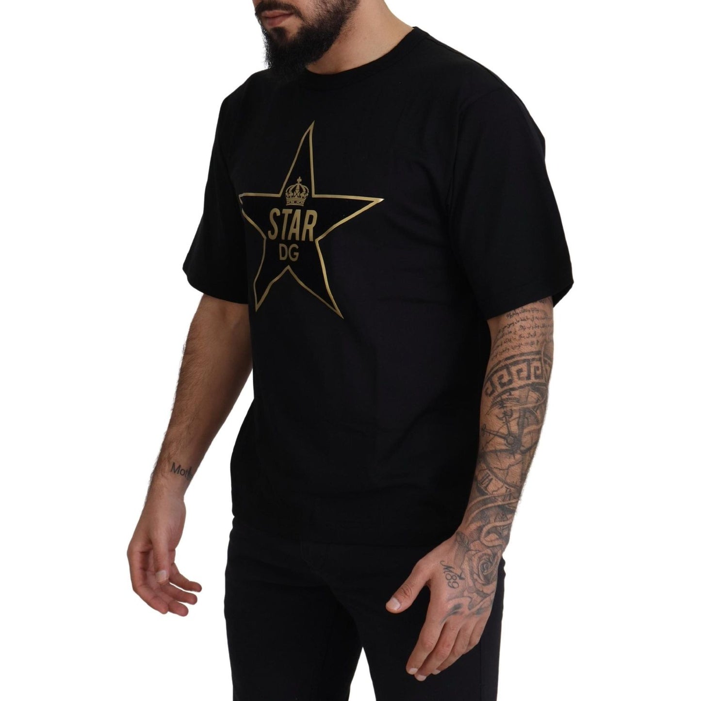 Dolce & Gabbana Black Gold STAR Crown DG Cotton Crewneck T-shirt