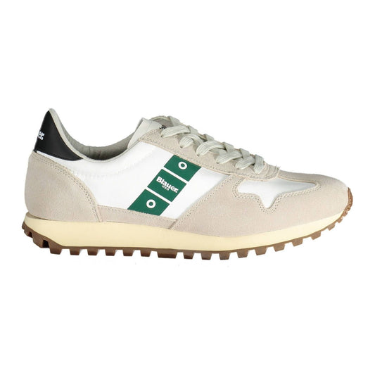 Blauer Sleek White Lace-Up Sneakers with Logo Detail Blauer