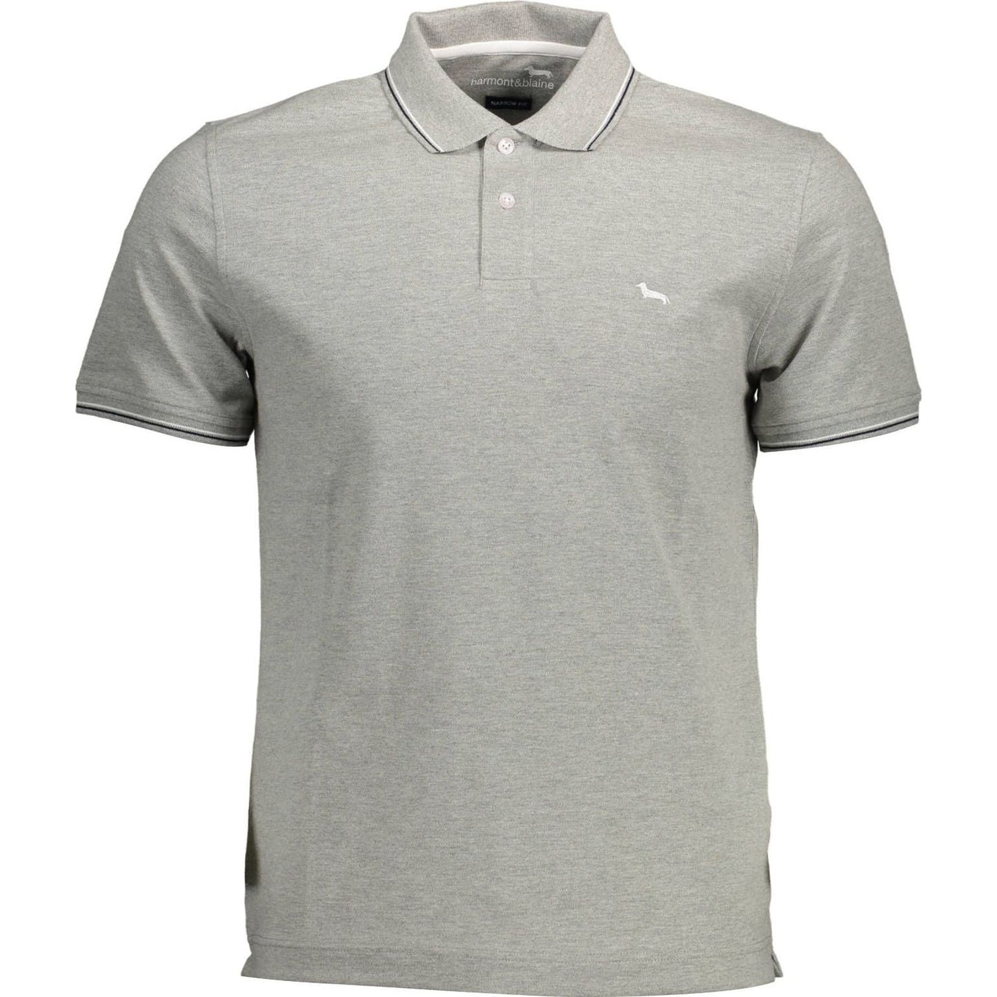 Harmont & Blaine Sleek Gray Contrast Detail Polo Shirt Harmont & Blaine