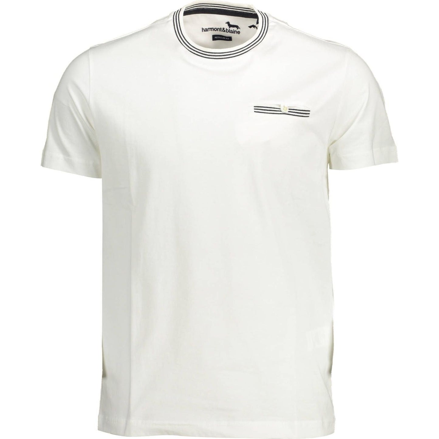 Harmont & Blaine Chic White Cotton Crew Neck Tee with Contrasting Details Harmont & Blaine