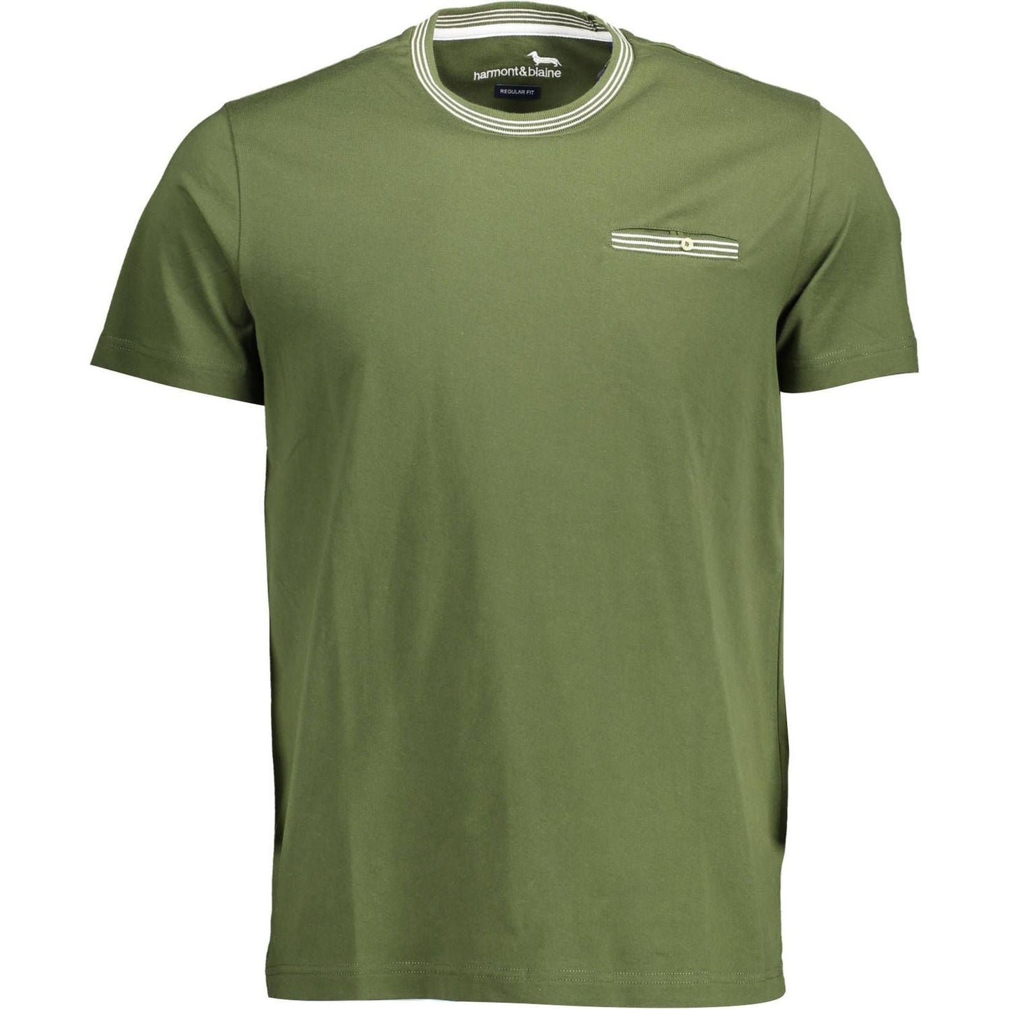 Harmont & Blaine Elegant Green Crew Neck Cotton Tee with Pocket Harmont & Blaine