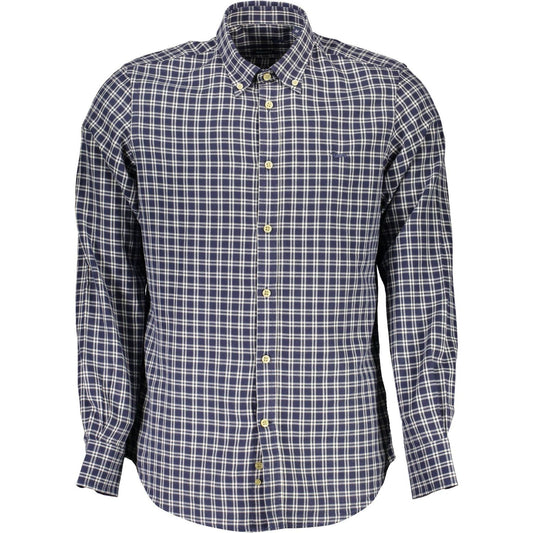 Harmont & Blaine Elegant Blue Cotton Shirt with Contrasting Cuffs Harmont & Blaine