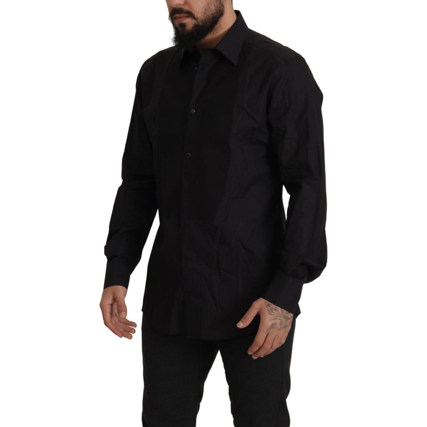Dolce & Gabbana Black GOLD Slim Fit Tuxedo Dress Shirt