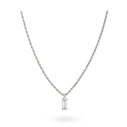 24KAE JEWELS JEWELRY Mod. 32422S elegant silver chain with baguette-cut pendant