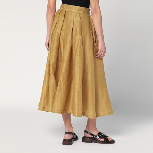 MKDT Studio Nova pleated skirt in ramie 25-2-078-3952CO/Q_MKDT-GO_108