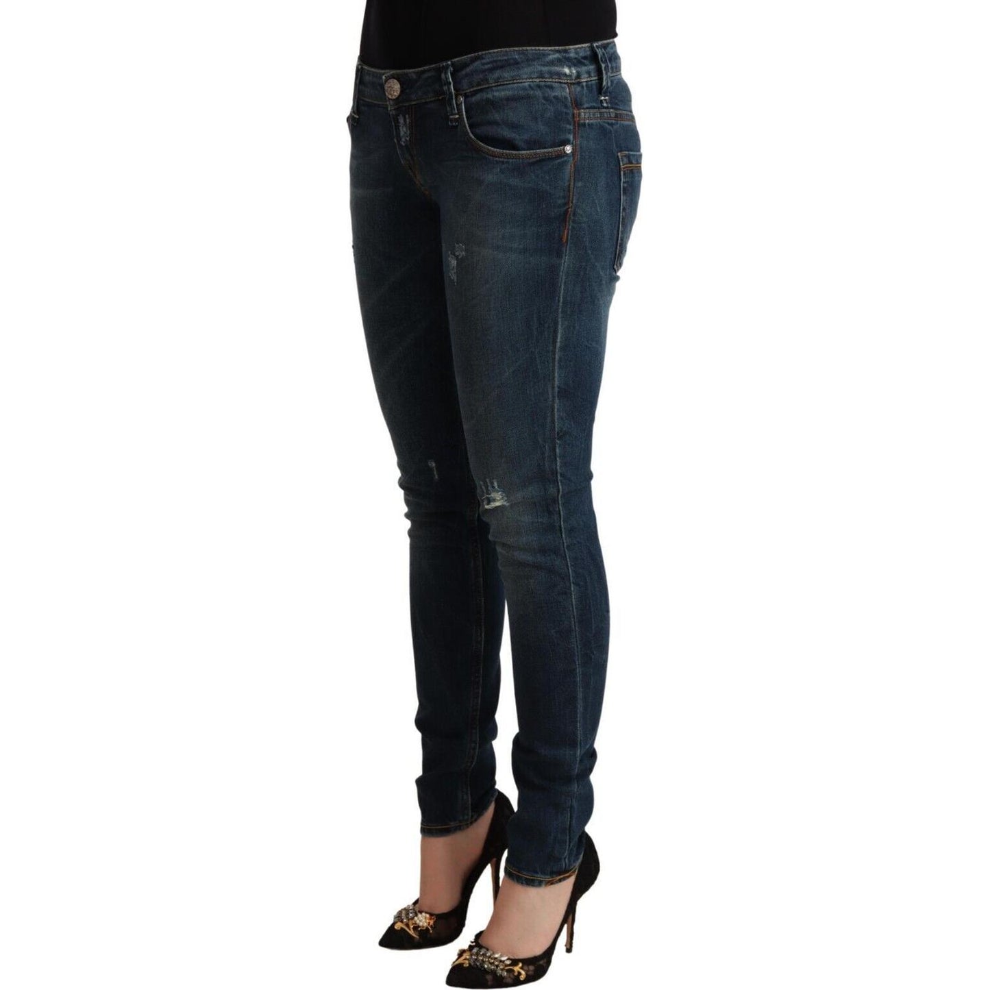 Acht Blue Washed Low Waist Slim Fit Denim Jeans