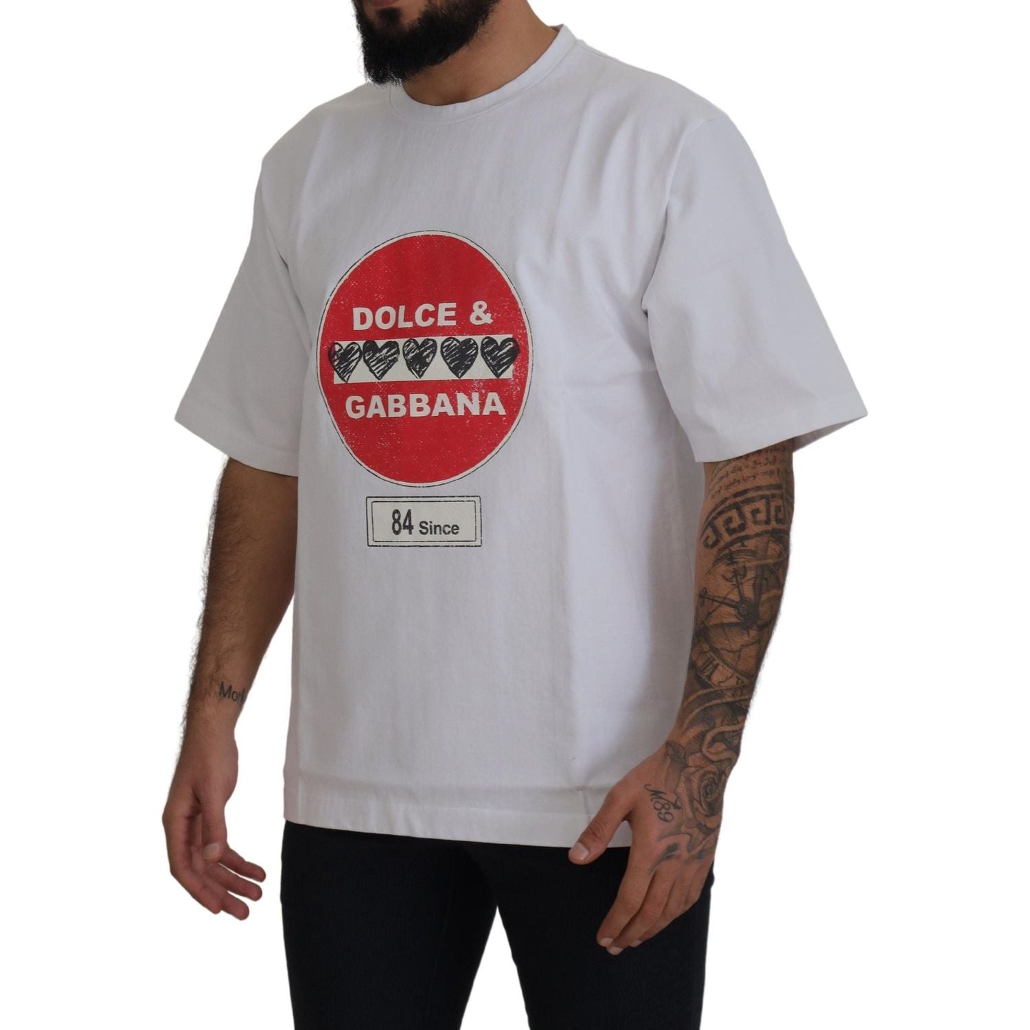 别致的白色棉质爱心 T 恤