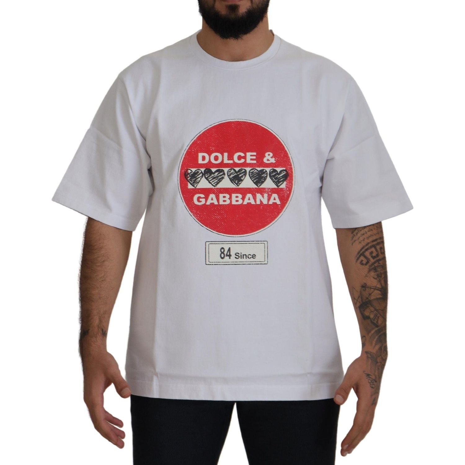 别致的白色棉质爱心 T 恤