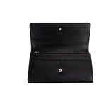 Burberry Porter Black Grained Leather Branded Logo Embossed Clutch Flap Wallet