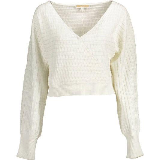 Kocca Chic White Long-Sleeved V-Neck Shirt Kocca