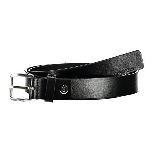 Calvin Klein Elegant Black Leather Belt with Metal Buckle Calvin Klein