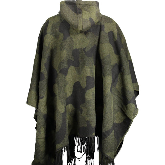 Desigual Chic Contrasting Poncho with Hood and Zip Details Desigual