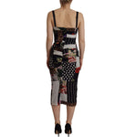 Dolce & Gabbana Multicolor Pachwork Midi Floral Silk Leopard Bodycon Dress