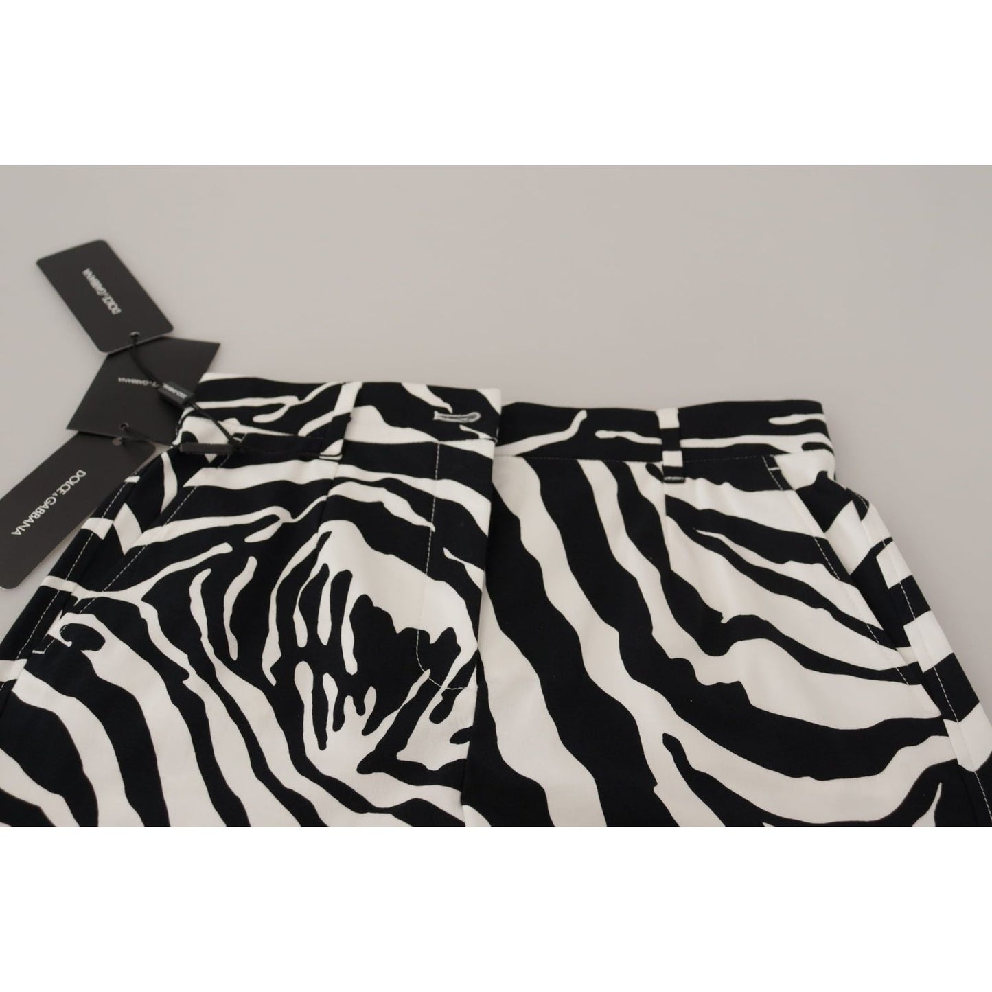 Dolce & Gabbana Black White Cotton Stretch Hot Pants Shorts
