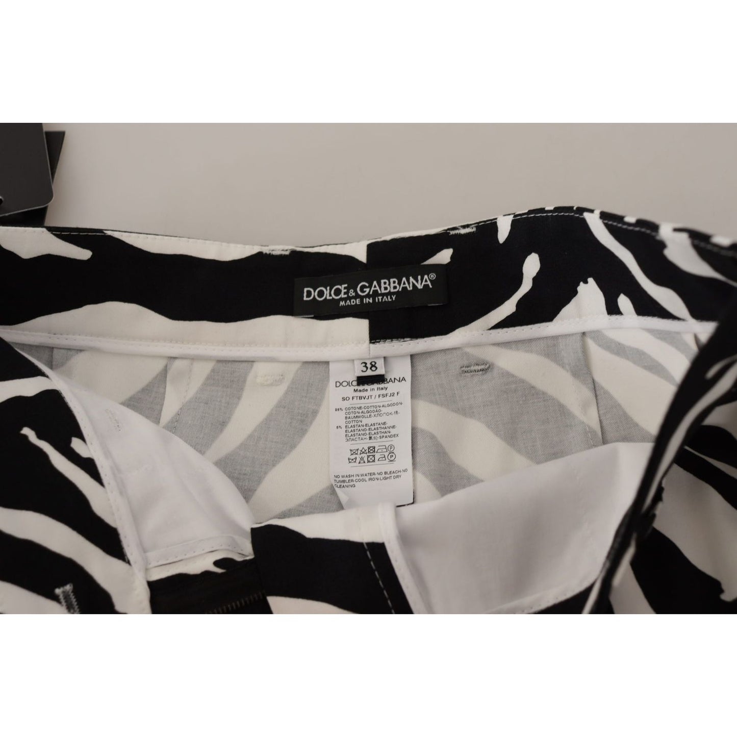 Dolce & Gabbana Black White Cotton Stretch Hot Pants Shorts