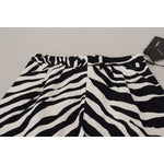 Dolce & Gabbana Black White Cotton Stretch Hot Pants Shorts