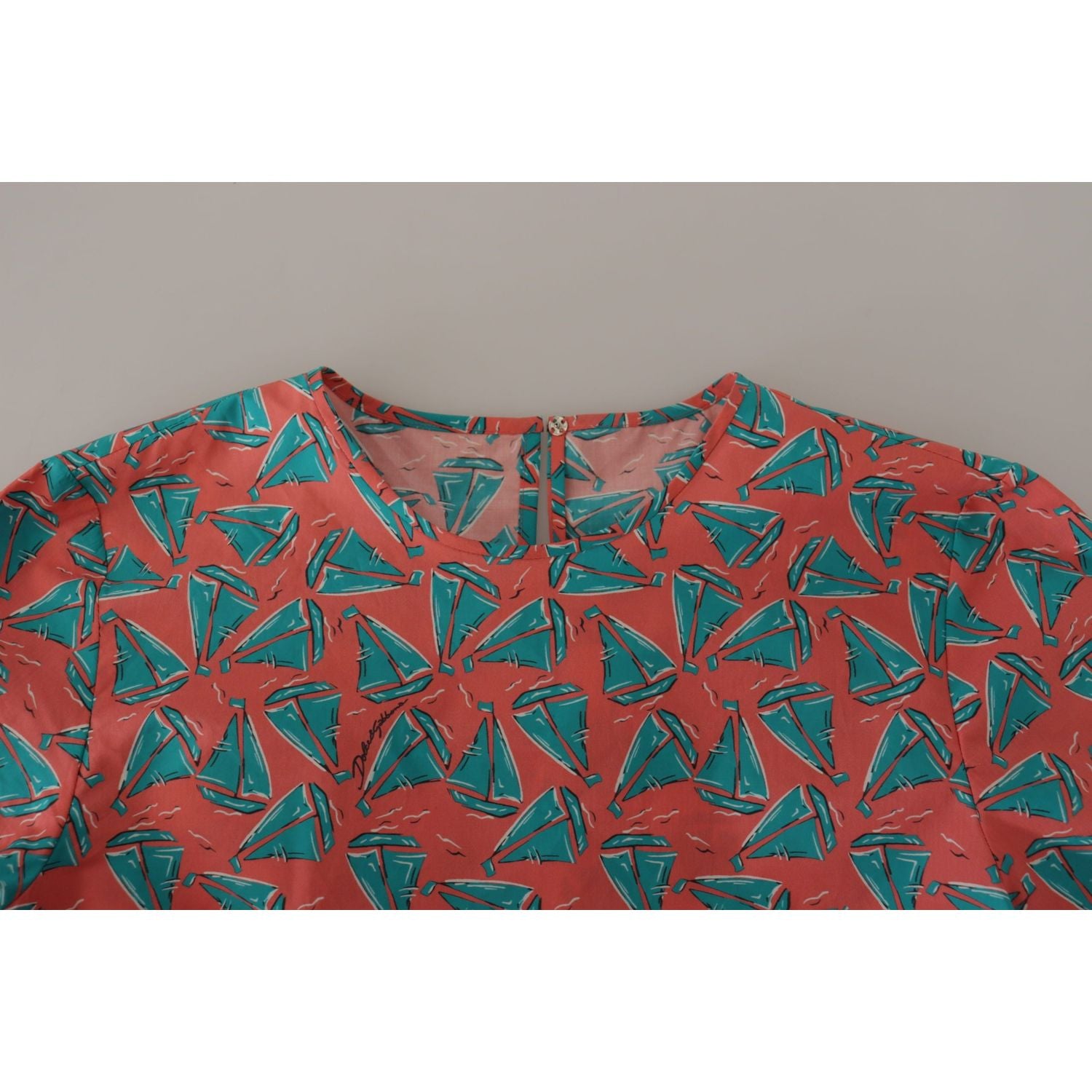 别致的粉色帆船印花棉质上衣