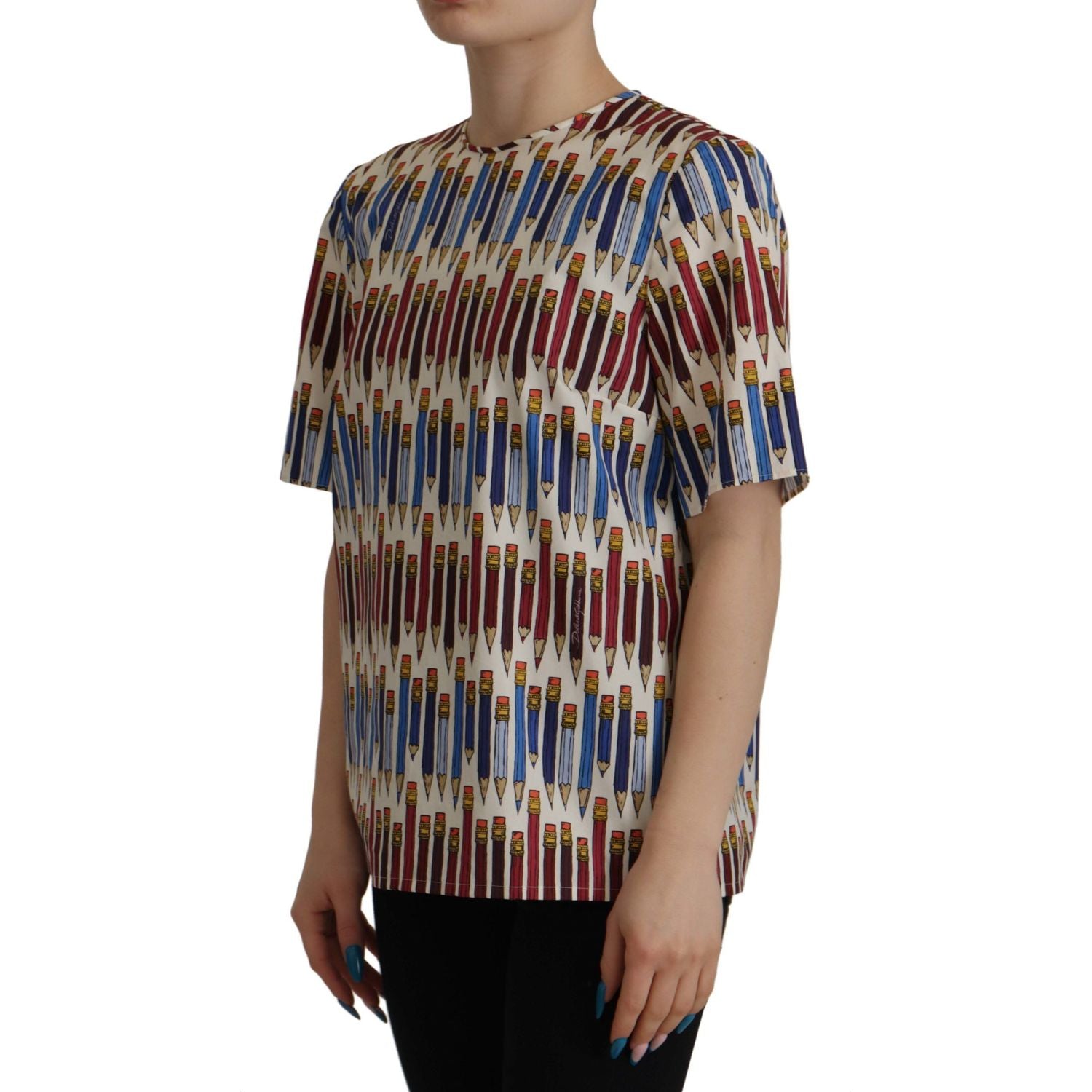 别致的白色铅笔印花短袖衬衫