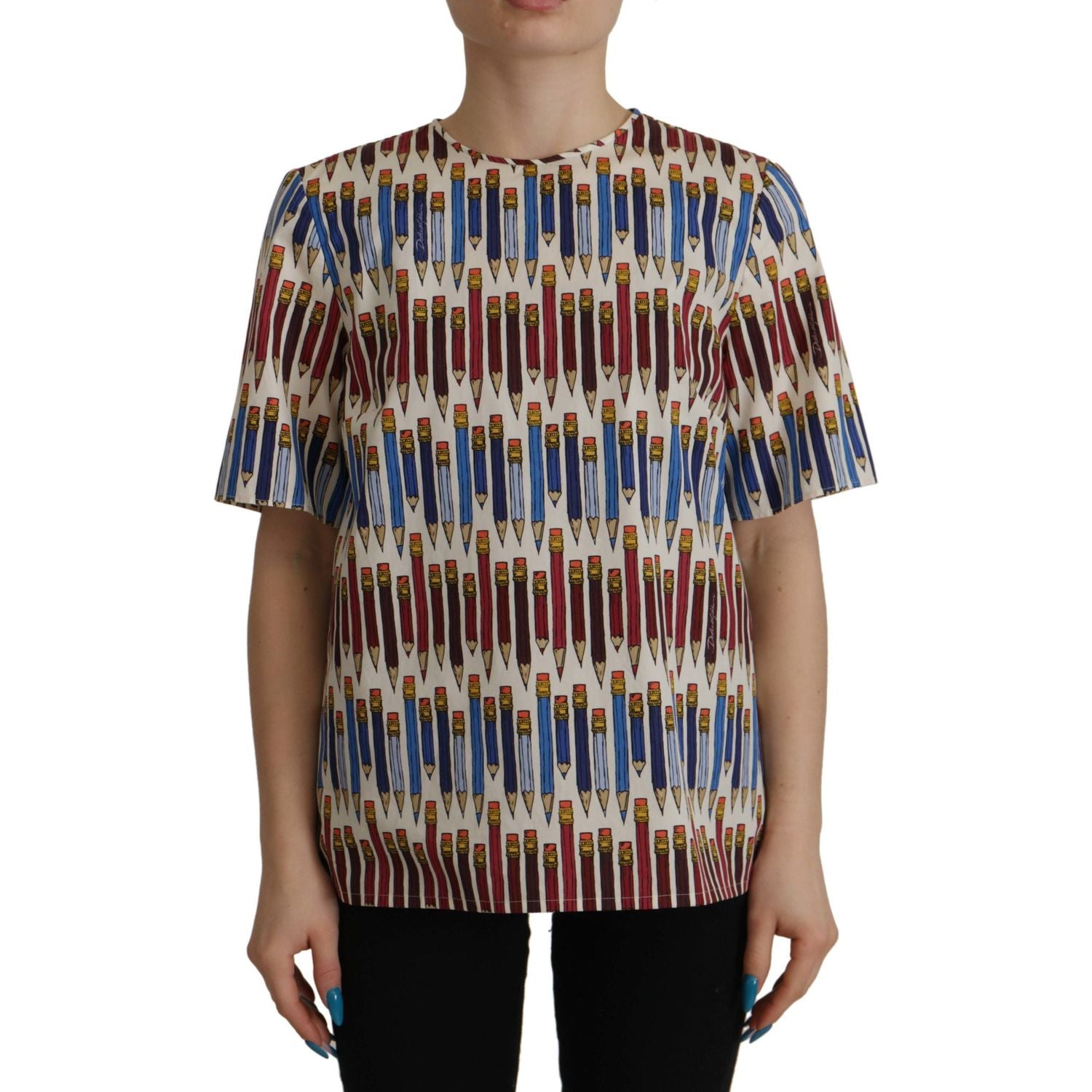 别致的白色铅笔印花短袖衬衫