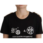 Dolce & Gabbana Black Logo Motive Crewneck Cotton T-shirt