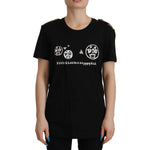 Dolce & Gabbana Black Logo Motive Crewneck Cotton T-shirt