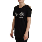 Dolce & Gabbana Black Logo Motive Crewneck Cotton T-shirt