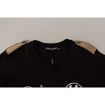 Dolce & Gabbana Black Logo Motive Crewneck Cotton T-shirt