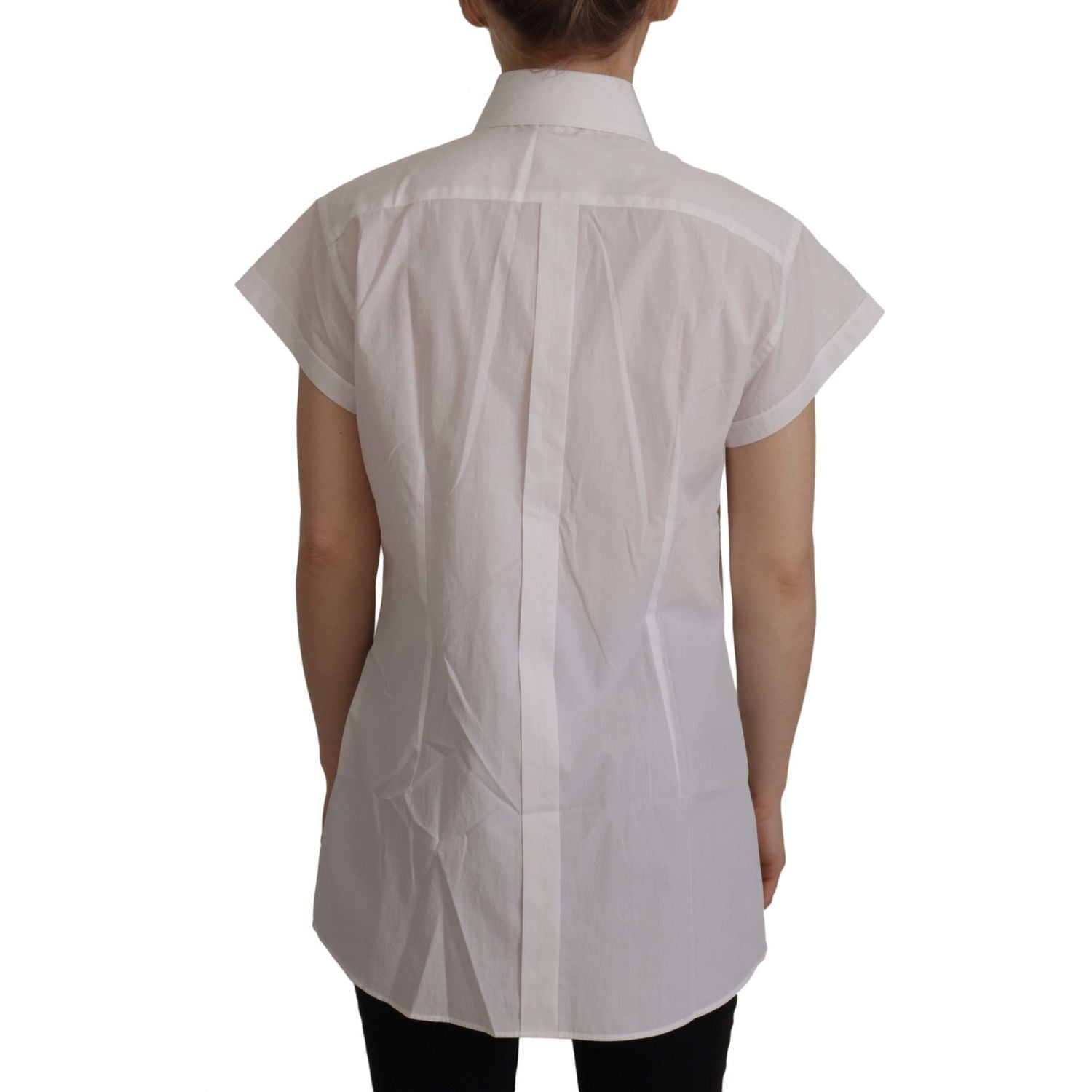 带水晶纽扣的优雅无袖礼服衬衫