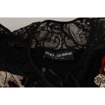 Dolce & Gabbana Black Lace Angel Roses Cardigan Sweater