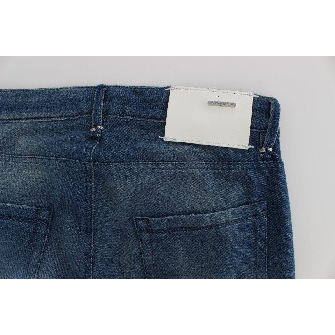 修身版型蓝色洗水意大利牛仔裤