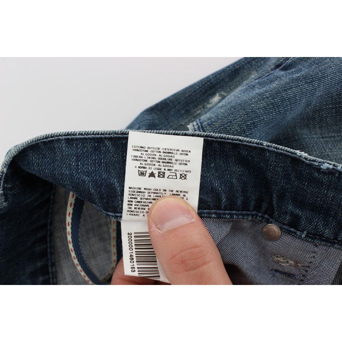 优雅常规版型蓝色洗水牛仔裤