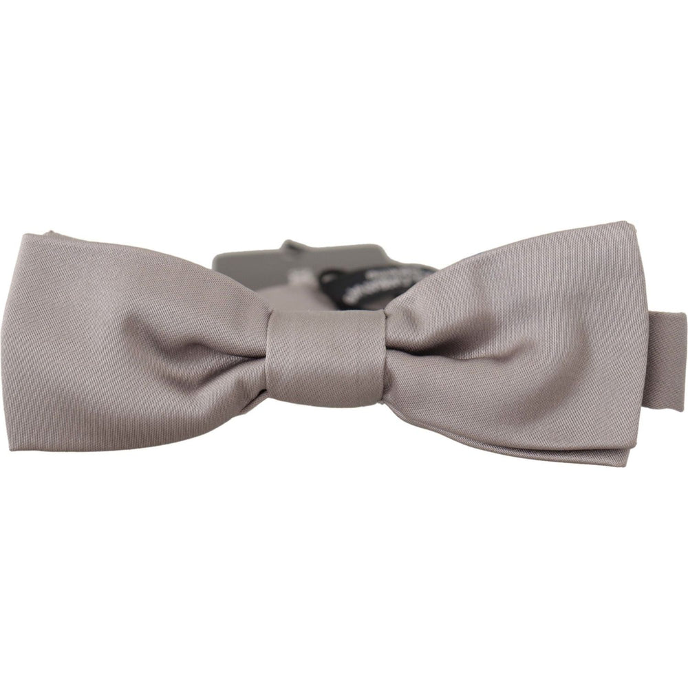 Dolce & Gabbana Silver 100% Silk Slim Adjustable Neck Papillon Tie FT3645