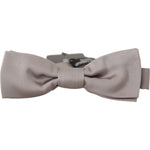 Dolce & Gabbana Silver 100% Silk Slim Adjustable Neck Papillon Tie FT3645