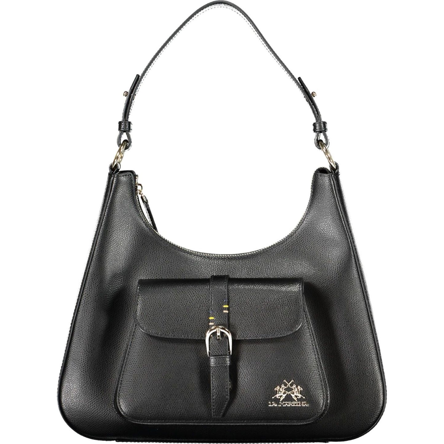 La Martina Elegant Black Leather Shoulder Bag La Martina