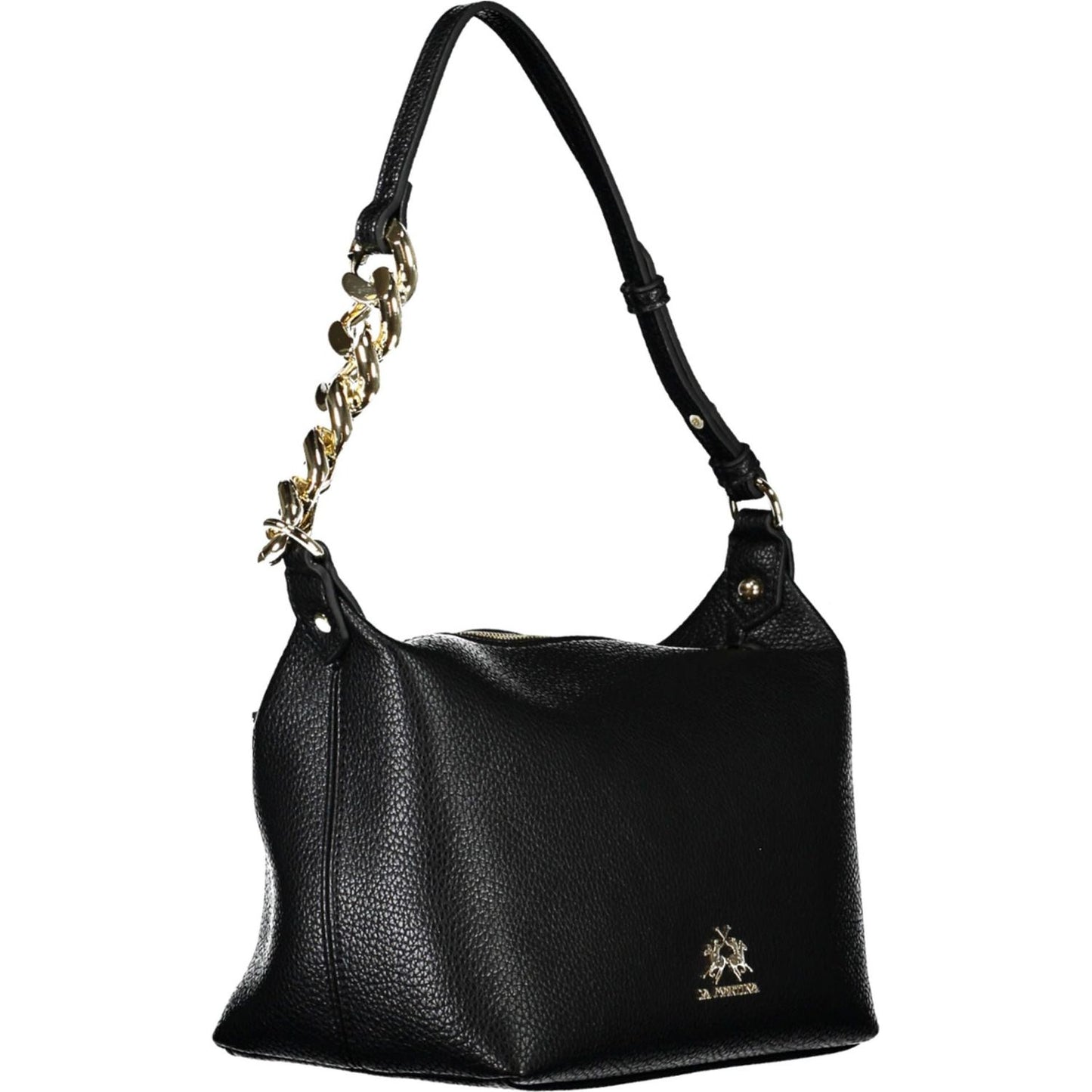 La Martina Chic Black Shoulder Bag with Contrasting Details La Martina