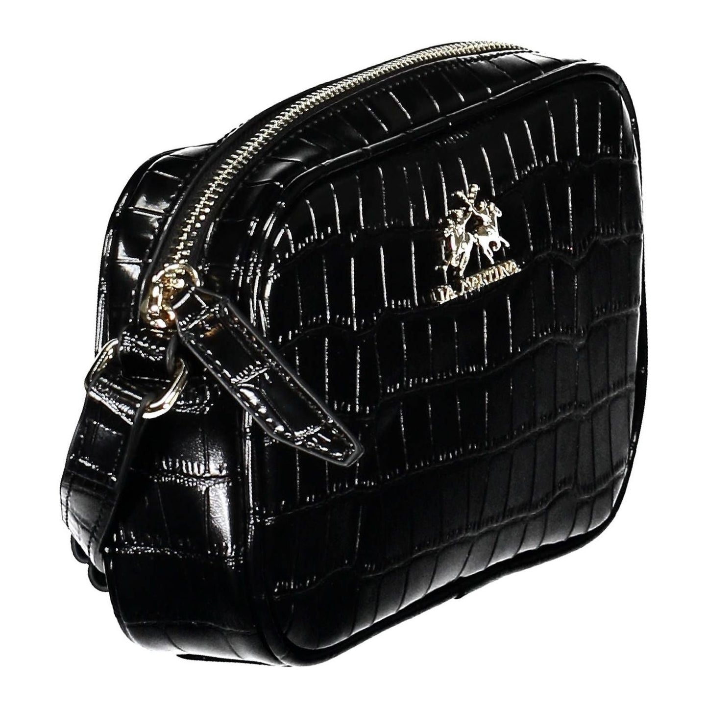 La Martina Elegant Adjustable Black Shoulder Bag La Martina