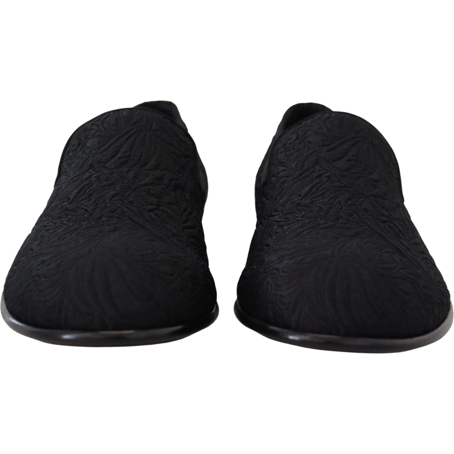 优雅提花黑色乐福鞋 平底便鞋