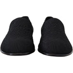 Dolce & Gabbana Black Floral Jacquard Slippers Loafers Shoes