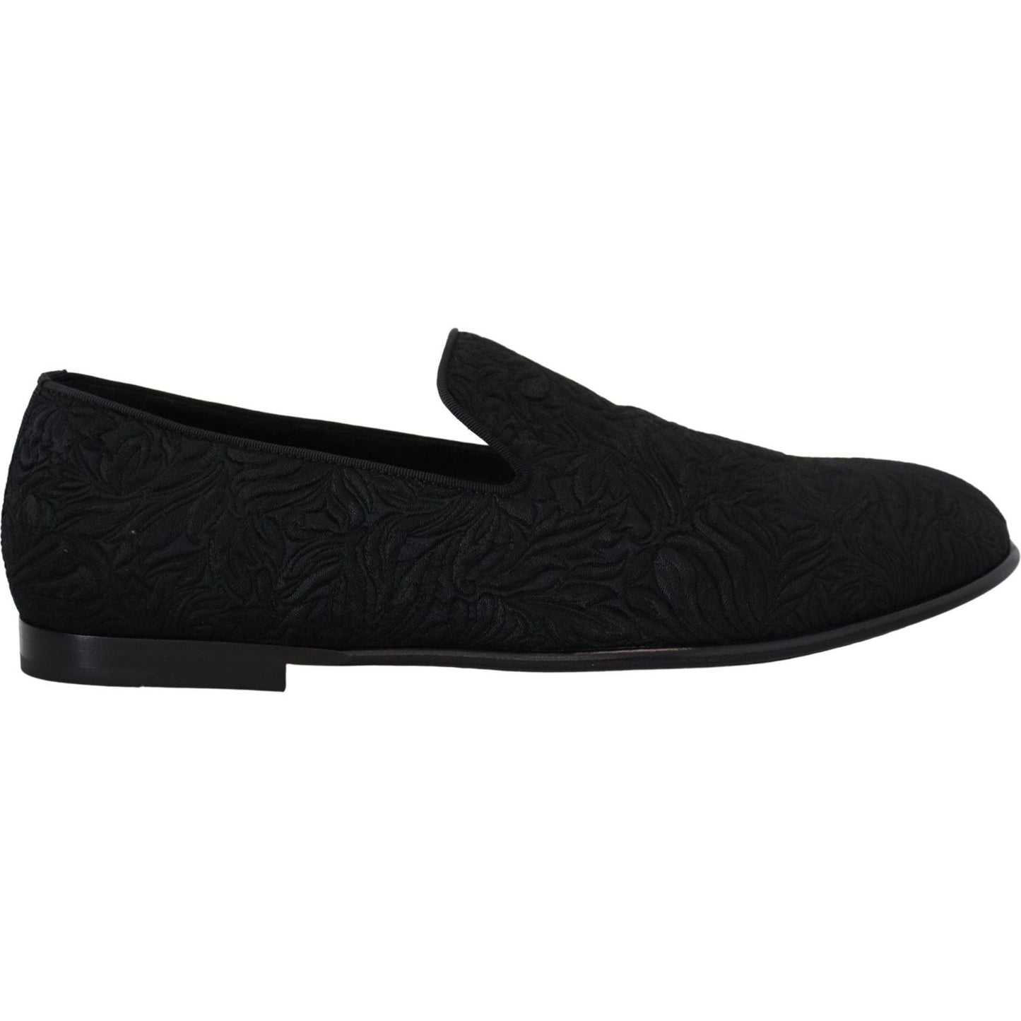 Dolce & Gabbana Elegant Jacquard Black Loafers Slide On Flats Dolce & Gabbana