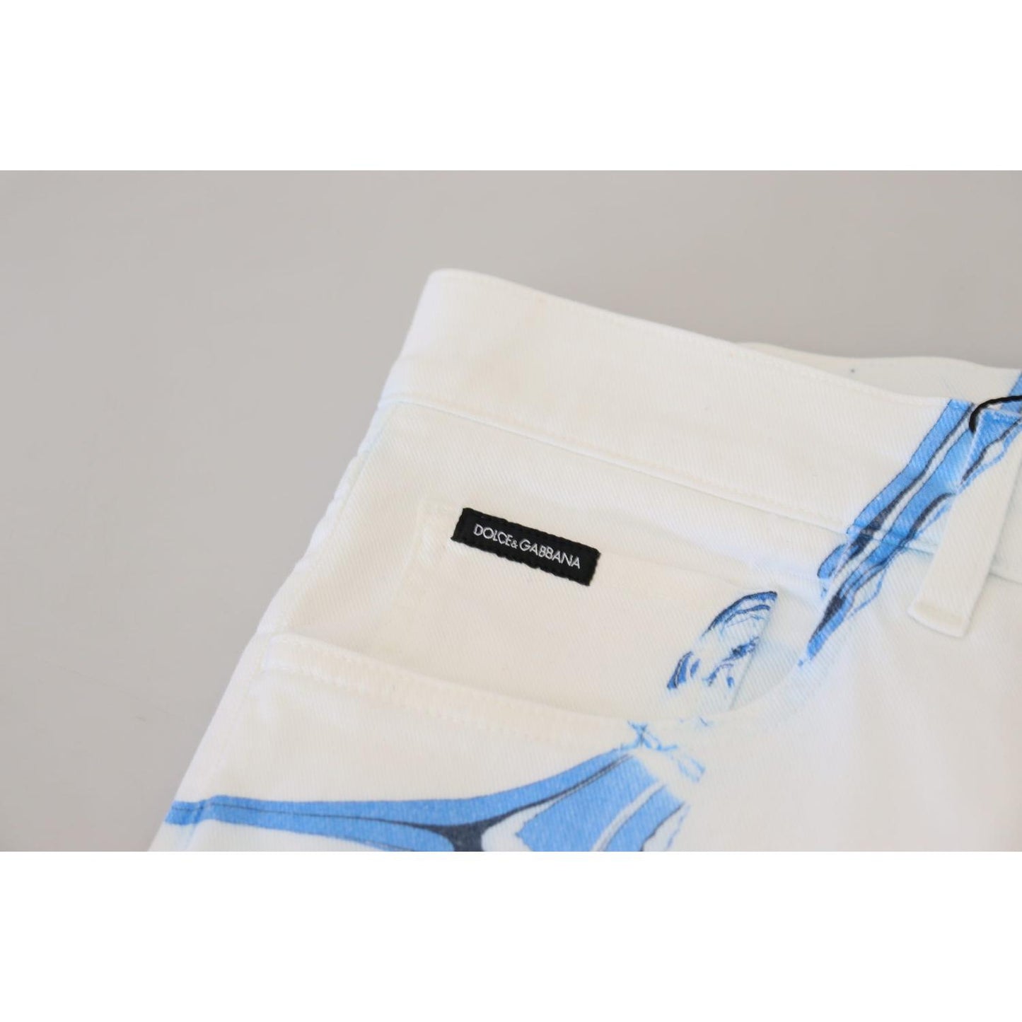 Dolce & Gabbana White Blue Denim Cotton Jeans Stretch Skinny Fit Pant