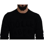 Dolce & Gabbana Black Wool Logo Pattern Crewneck Pullover Sweater