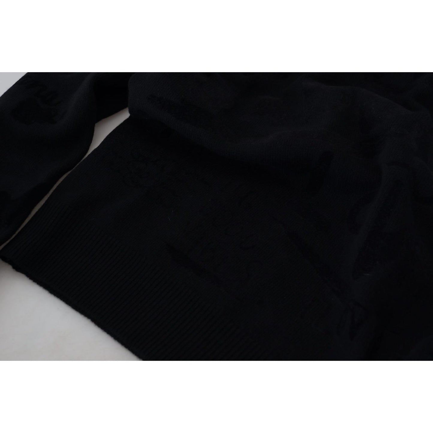Dolce & Gabbana Black Wool Logo Pattern Crewneck Pullover Sweater