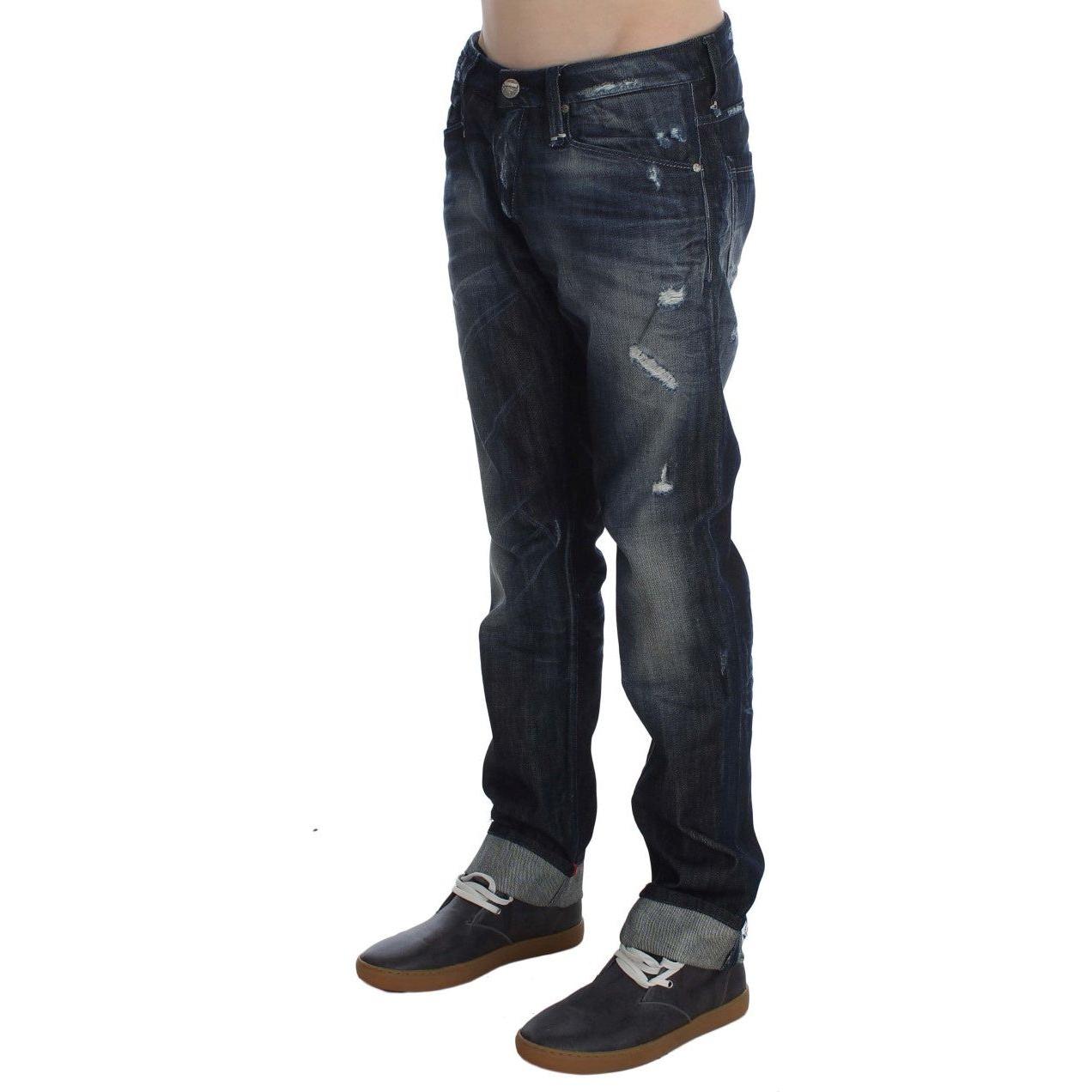 Acht Blue Cotton Regular Straight Fit Jeans Jeans & Pants