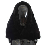 Dolce & Gabbana Black Weasel Fur Crochet Hood Scarf Hat MS811