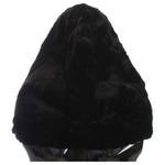 Dolce & Gabbana Black Weasel Fur Crochet Hood Scarf Hat MS811