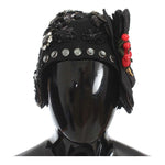 Dolce & Gabbana Black Crystal Gold Cherries Brooch Hat Cap