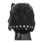 Dolce & Gabbana Black Crystal Gold Cherries Brooch Hat Cap