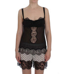 Dolce & Gabbana Black Silk Floral Lace Lingerie Top