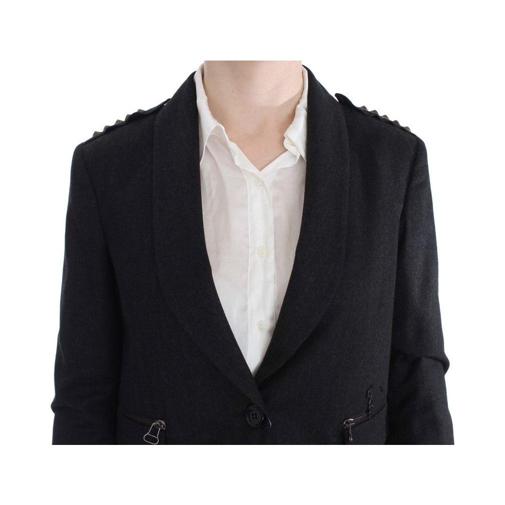 Exte Gray Stretch Gold Studded Short Jacket SIG30911-2