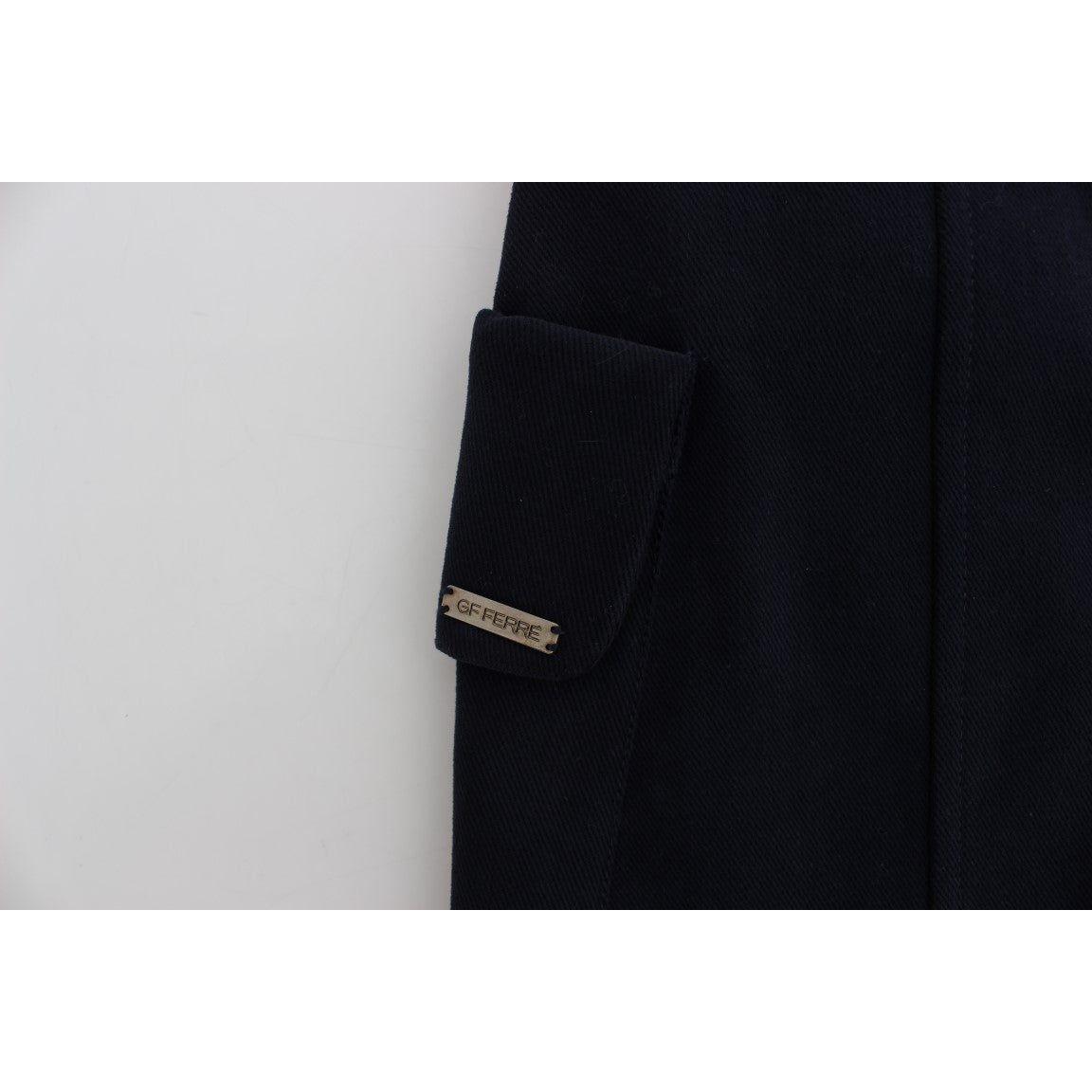 蓝色别致棉质迷你裙